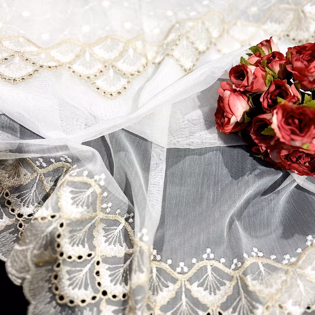 پارچه پرده ای تور گلدوزی