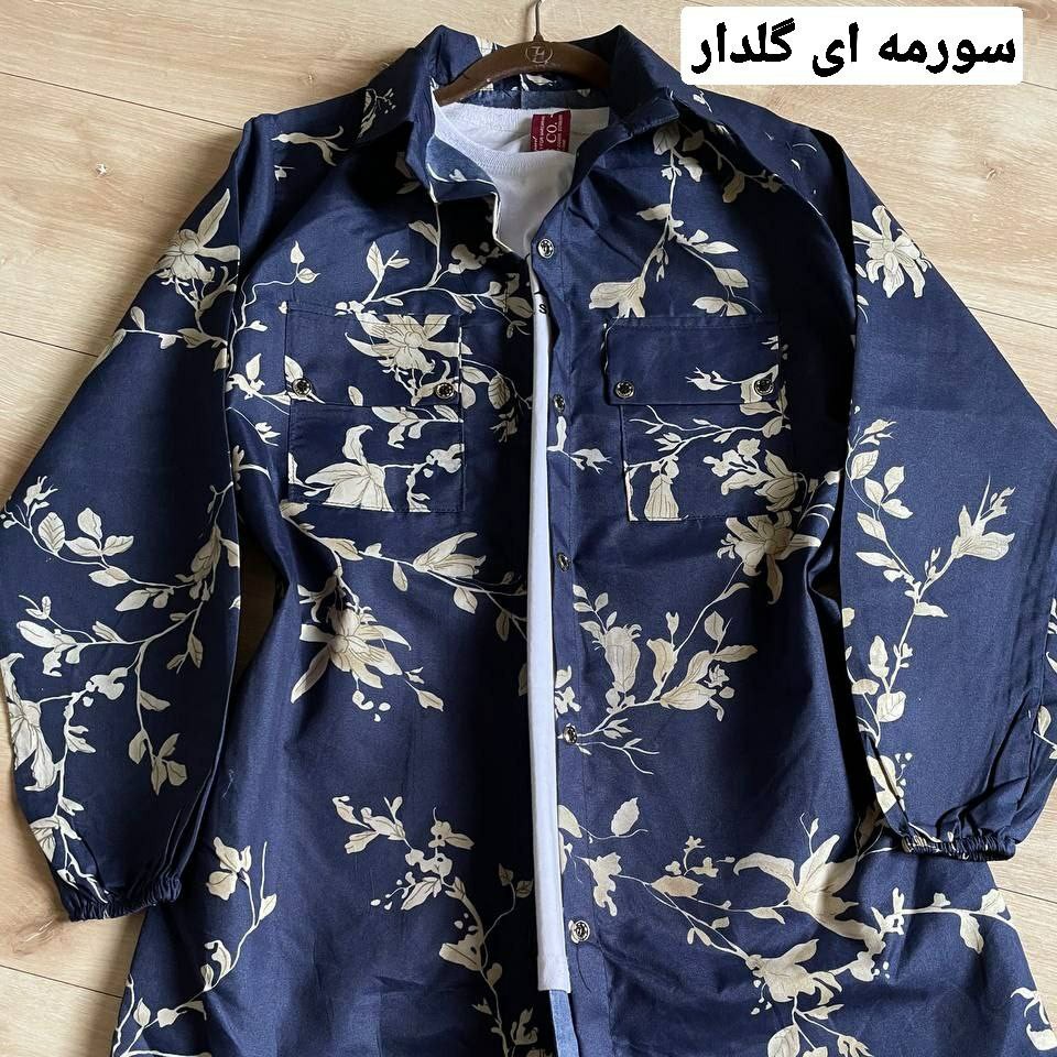 مانتو ماربل جنس پویلین نخی سایز38تا46قد85رنگ آبی طلایی