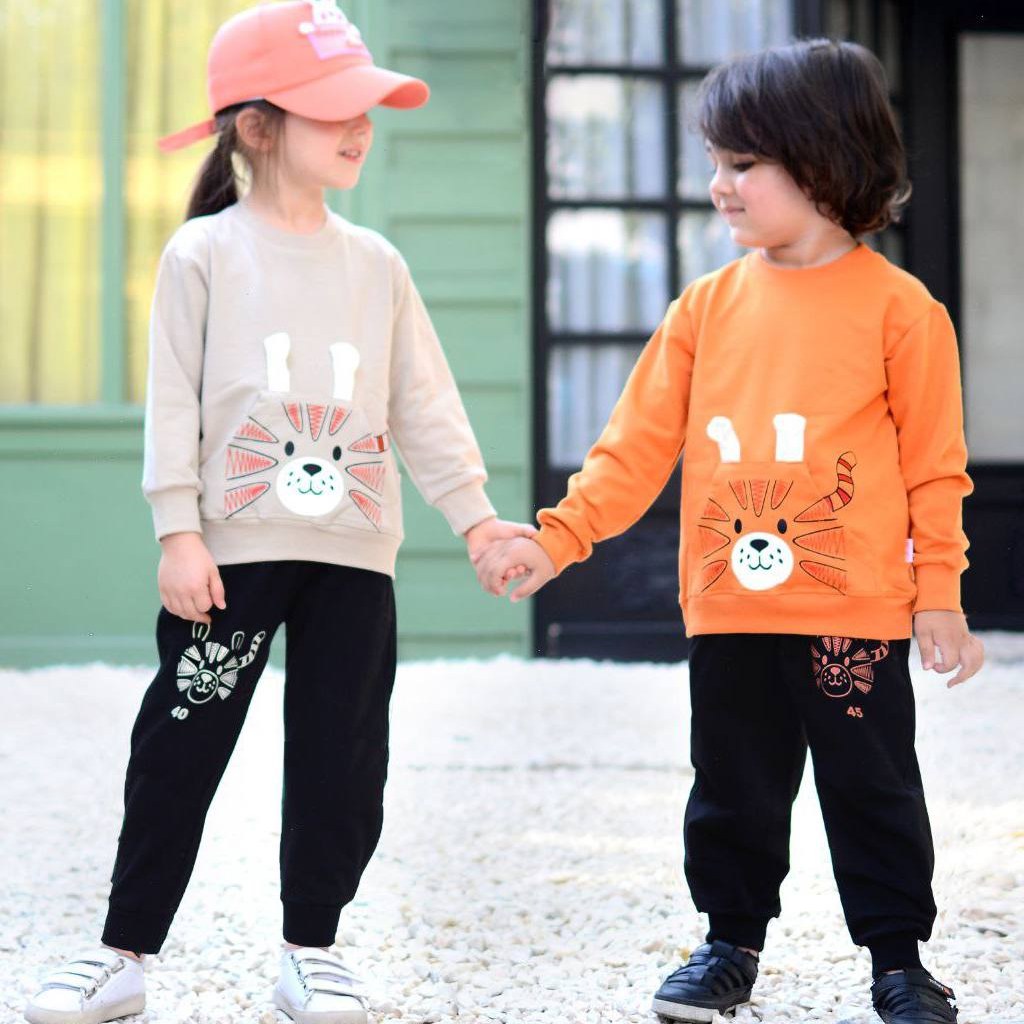 بلوز شلوار اسپرت طرح شیر  2 تا 5 سال جنس دورس لاکرا