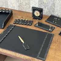 ست رومیزی چرم مدیریتی 9 تکه اداری لاکچری مشکی 409