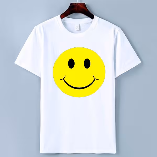 تیشرت سفید آستین کوتاه طرح جذاب ایموجی