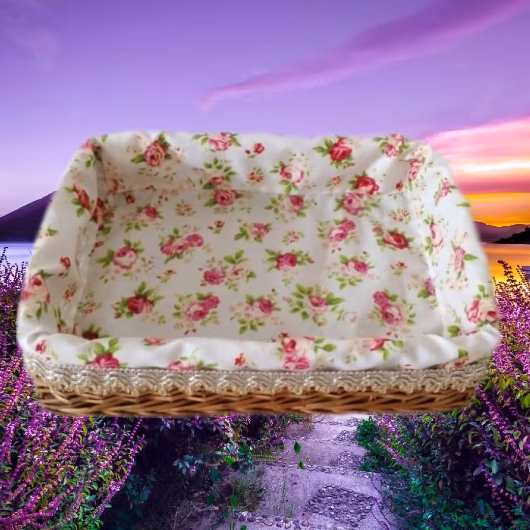 سبد نان حصیری مربع بزرگ تیناسادات شاپ تضمین کیفی 23در23در ارتفاع 8