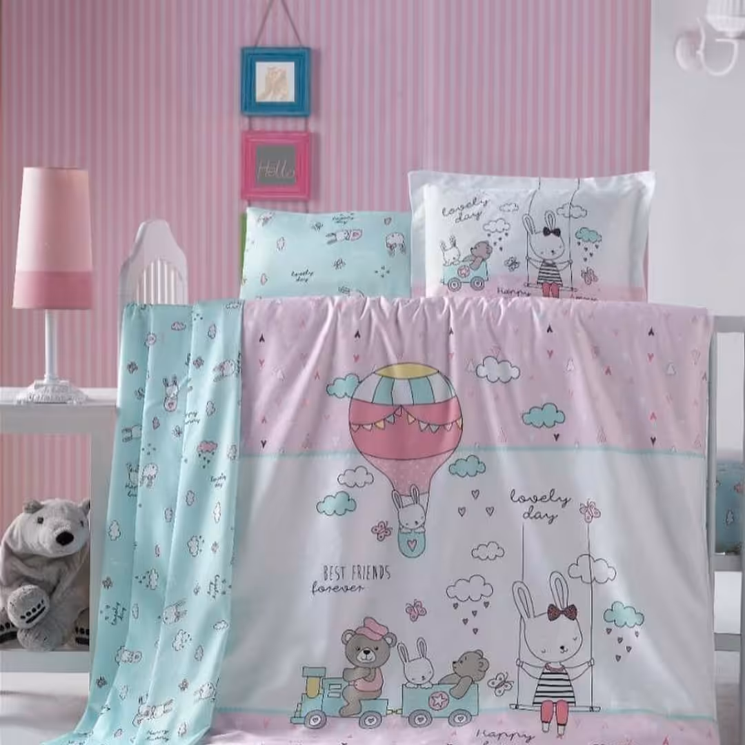 سرویس روتختی پنلی 5 تکه کودک ترک 100 درصد پنبه ضد حساسیت