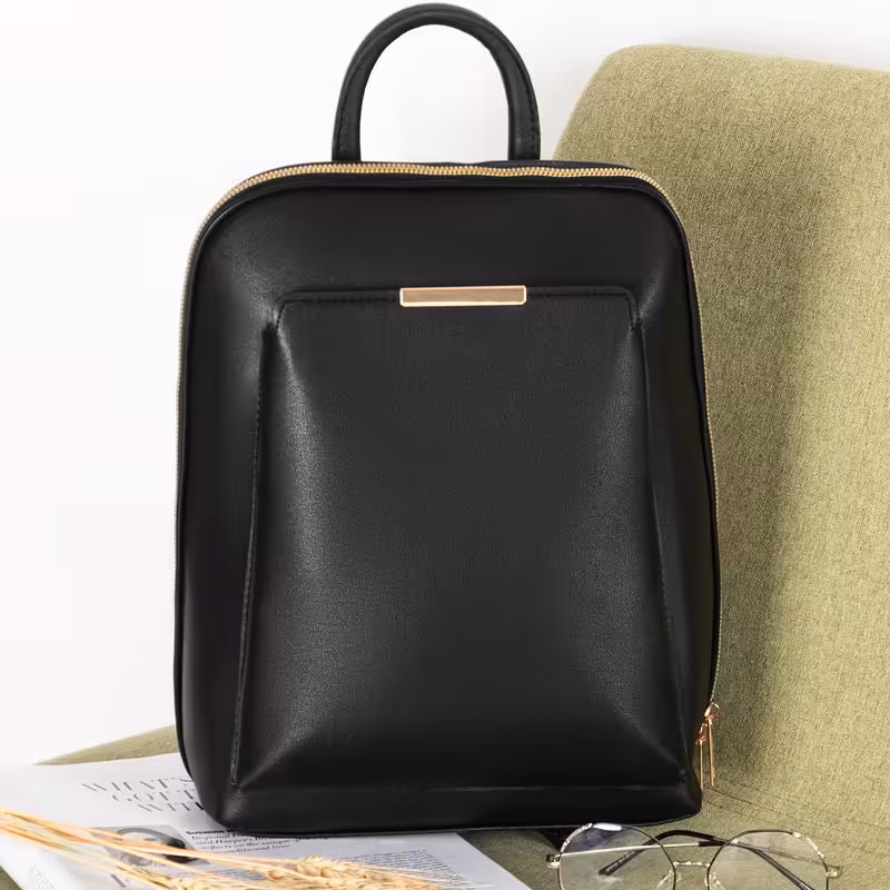 کیف دانشجویی کوله پشتی دانشجویی رنگ کرم و مشکی