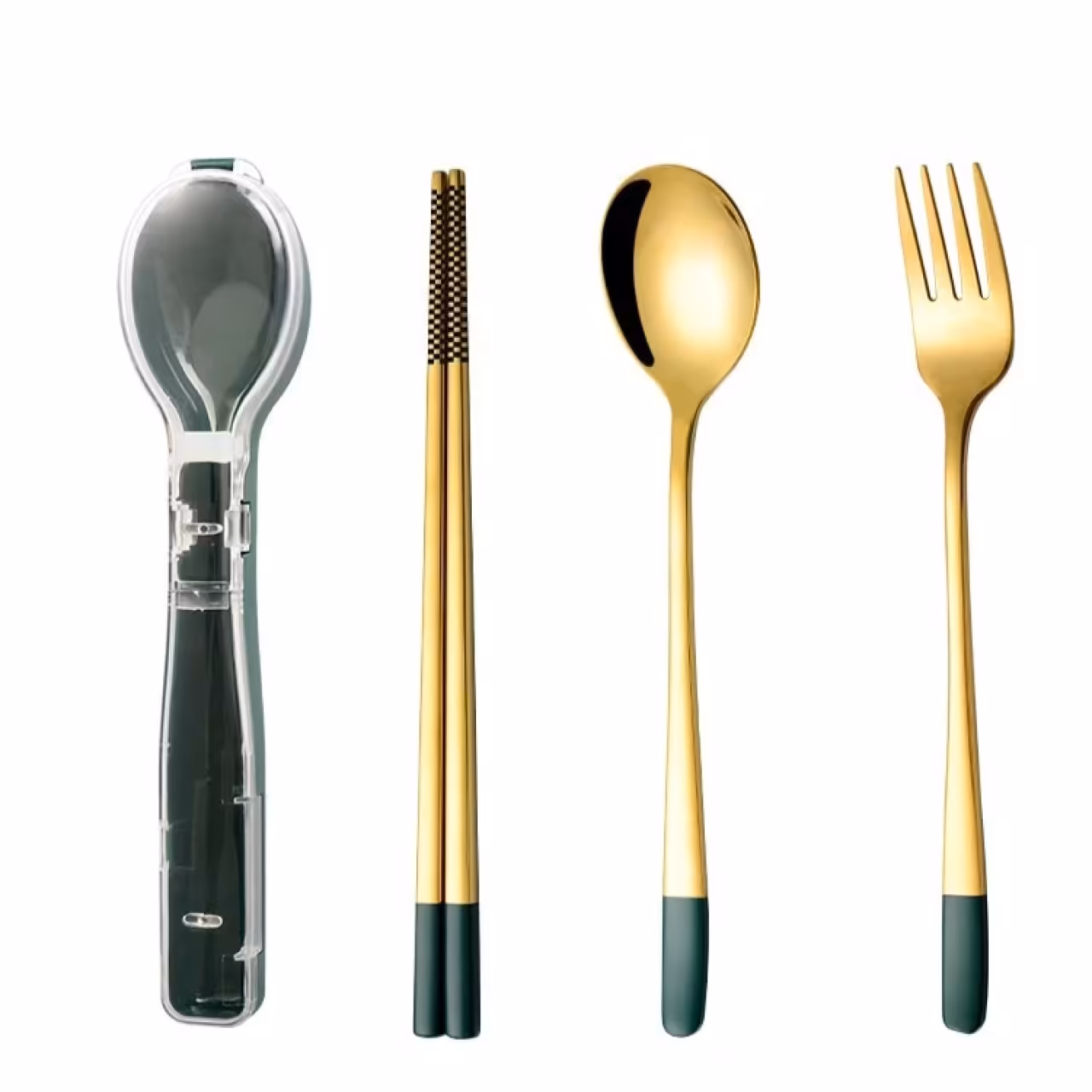 قاشق و چنگال کد MRK 09 به همراه چاپستیک و باکس نگهدارنده