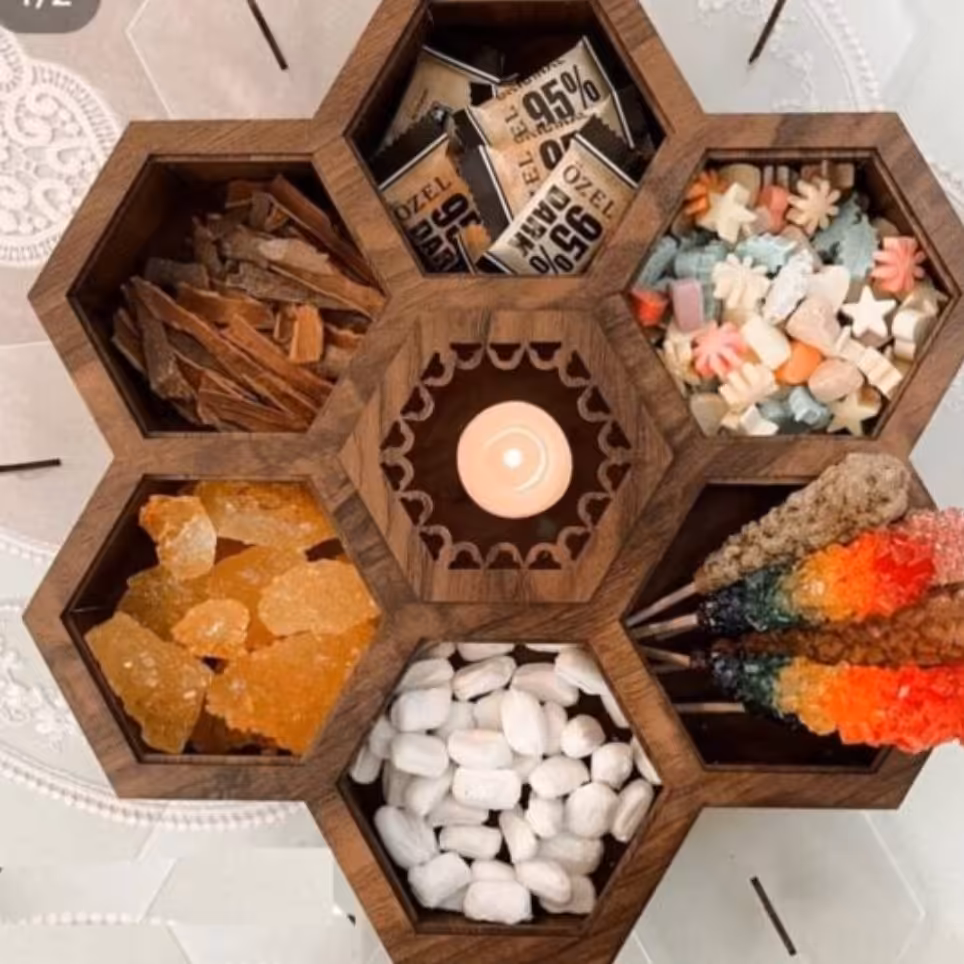 باکس تی بگ و پذیرایی چوبی وارمر دار طرح کندو