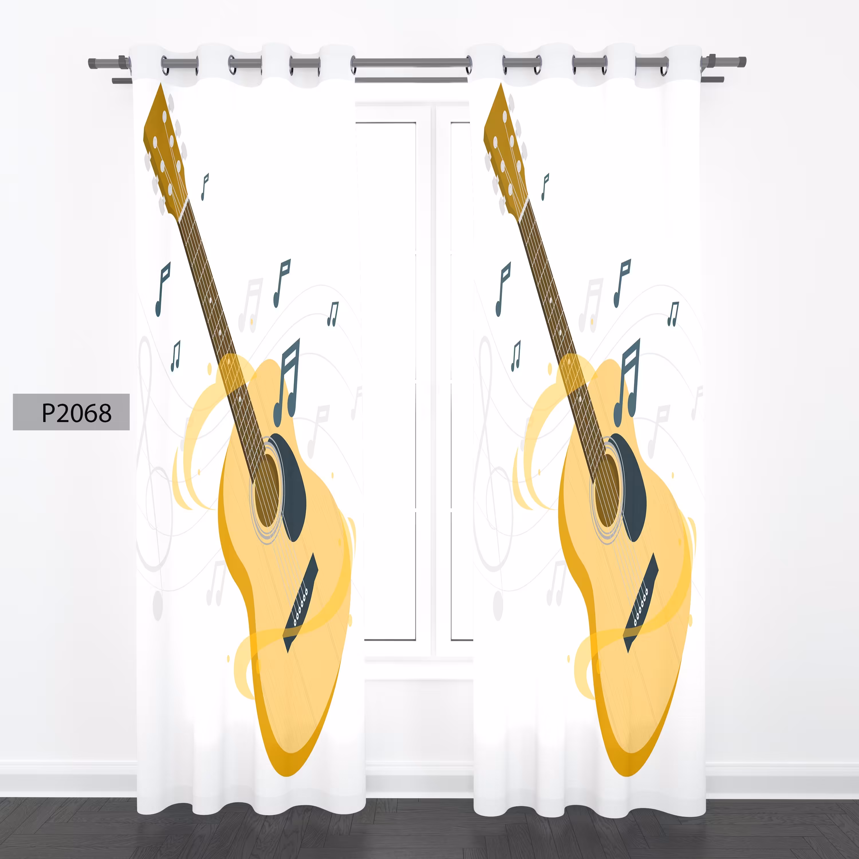 پرده هازان چاپی دو قواره دوخته شده پانچ شده هر قواره عرض 140ارتفاع190کد2068