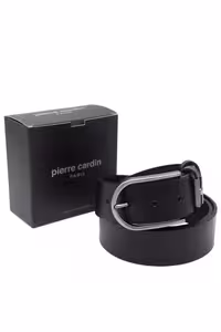 کمربند مشکی مردانه چرمی سیاه PC اورجینال Pierre Cardin