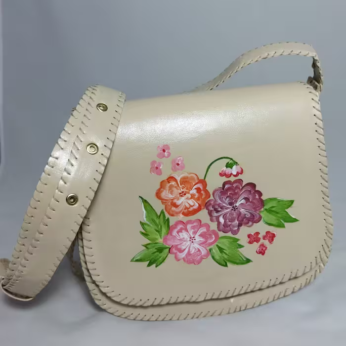 کیف زنانه چرمی نقاشی شده کد 02