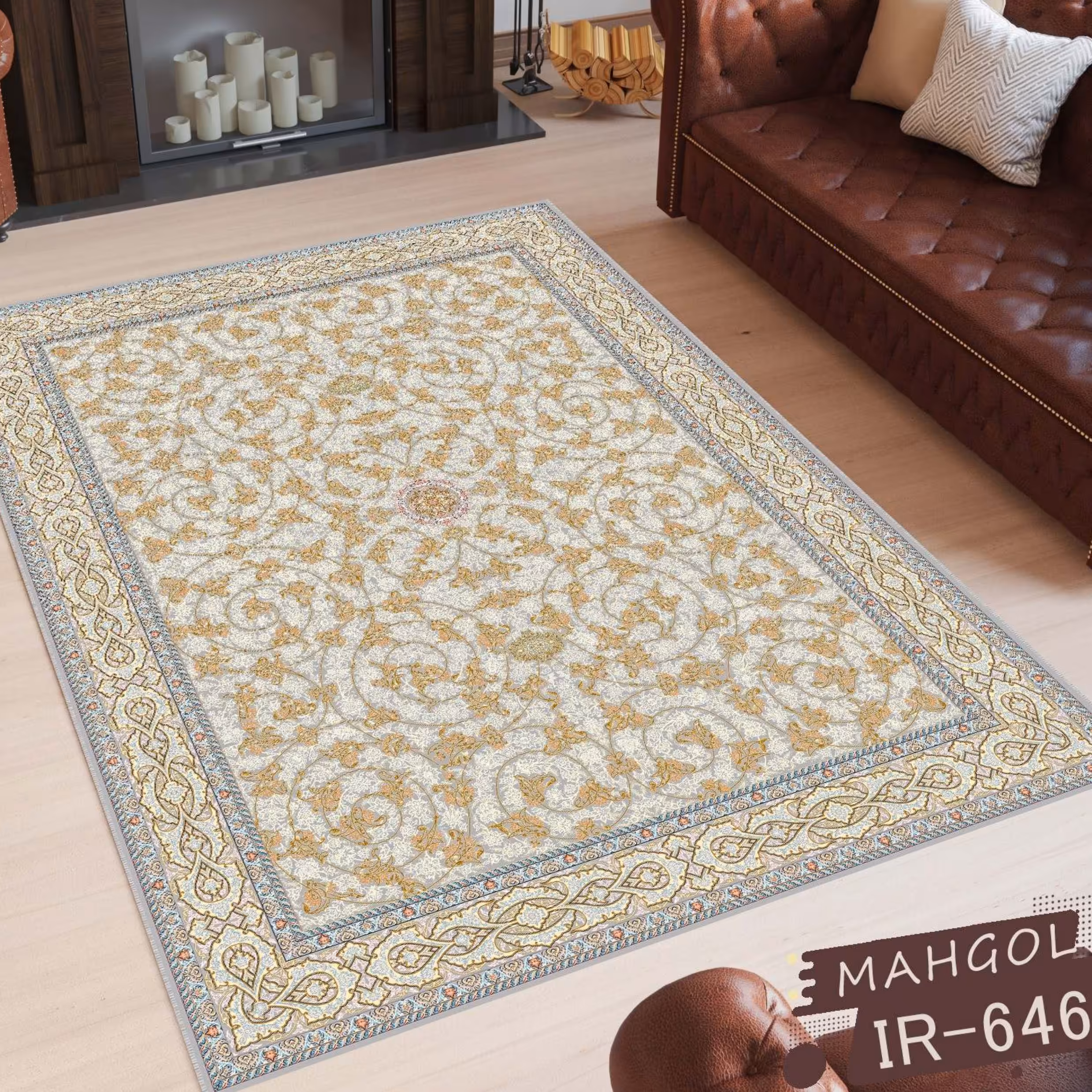 فرشینه مخمل یک ونیم متری کد646 استوپ دار روحا(ماهگل)