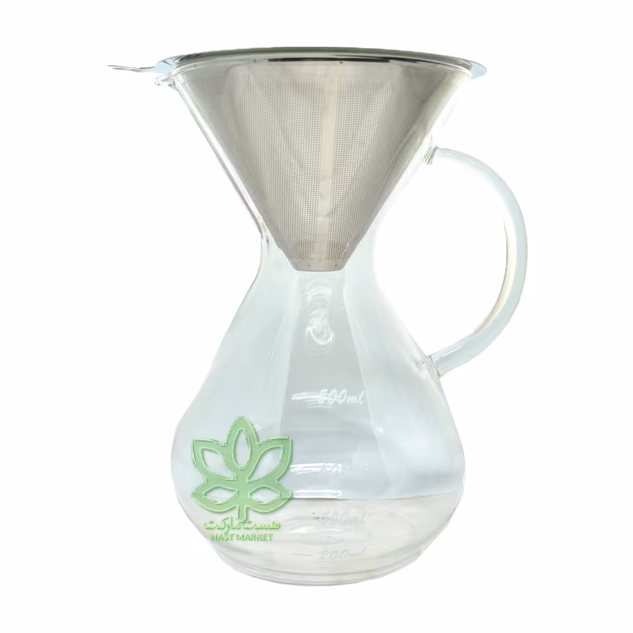 قهوه ساز کمکس شیشه ای با فیلتر استیل 8 کاپ - chemex