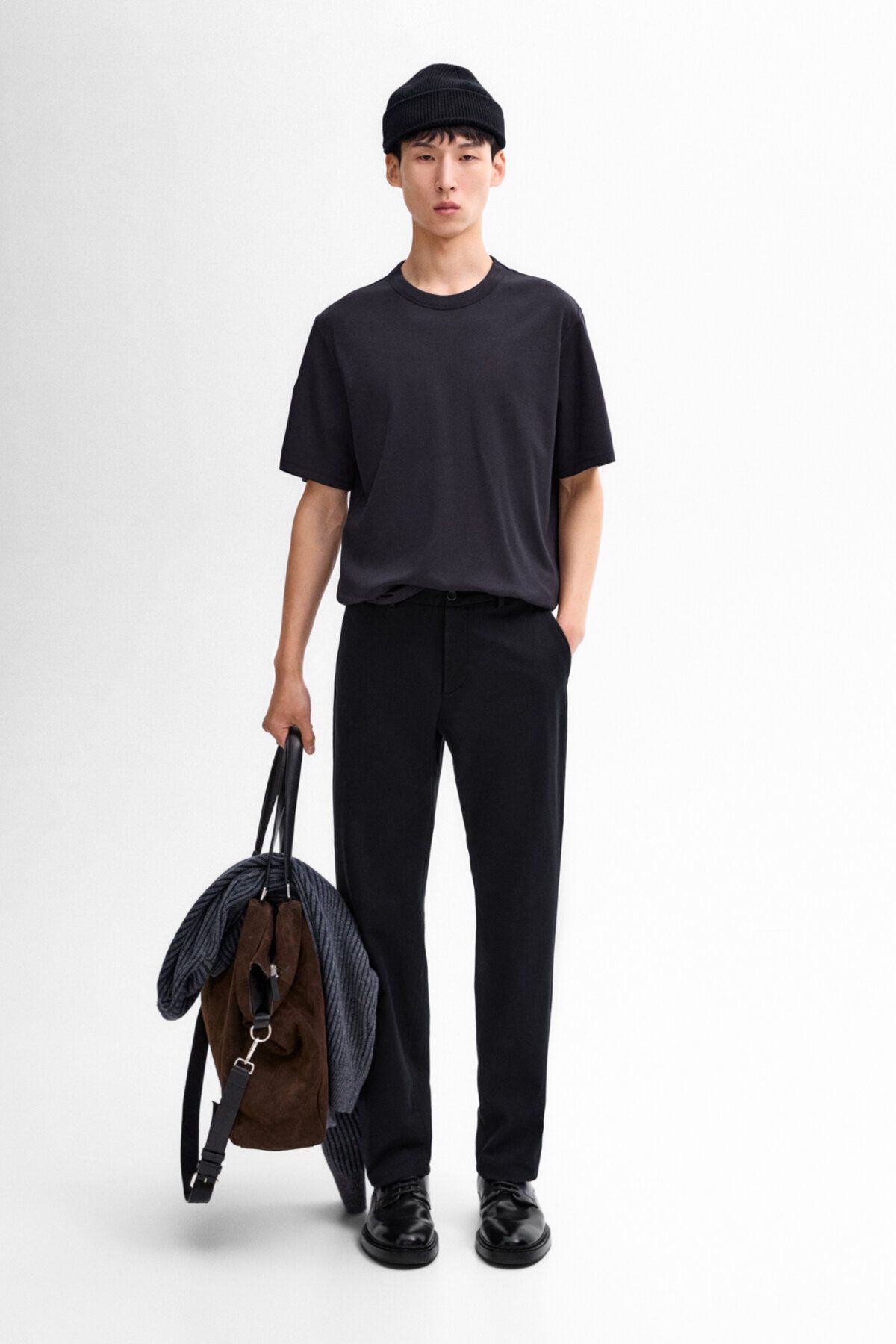 تی شرت آبی مردانه آستین کوتاه پنبه Massimo Dutti