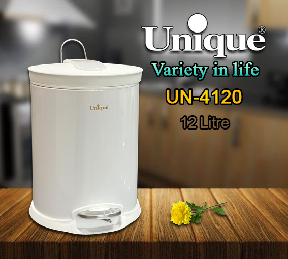 سطل 12 لیتر استیل یونیک سفید مدل UN-4120