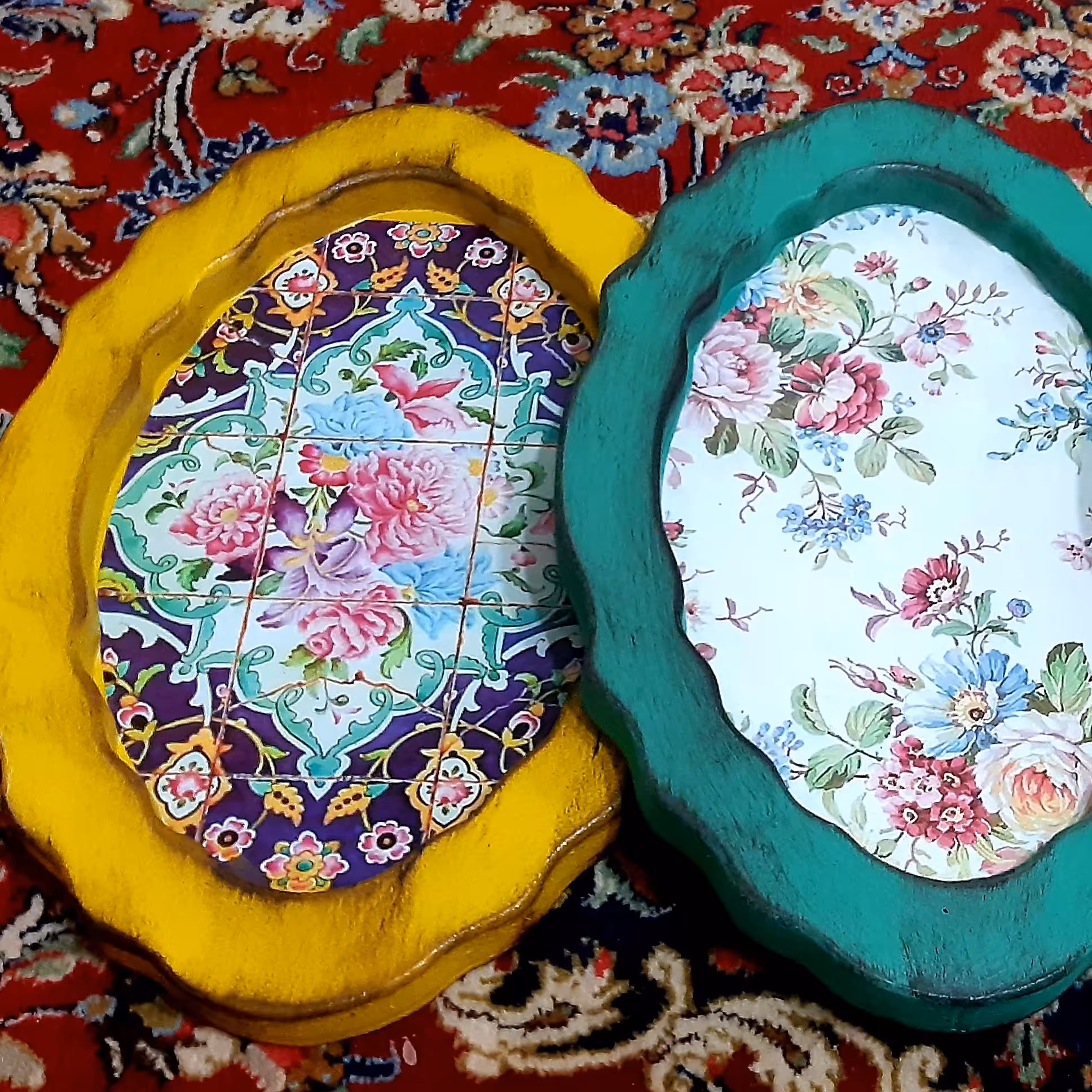 سینی چوبی رنگی کوچک