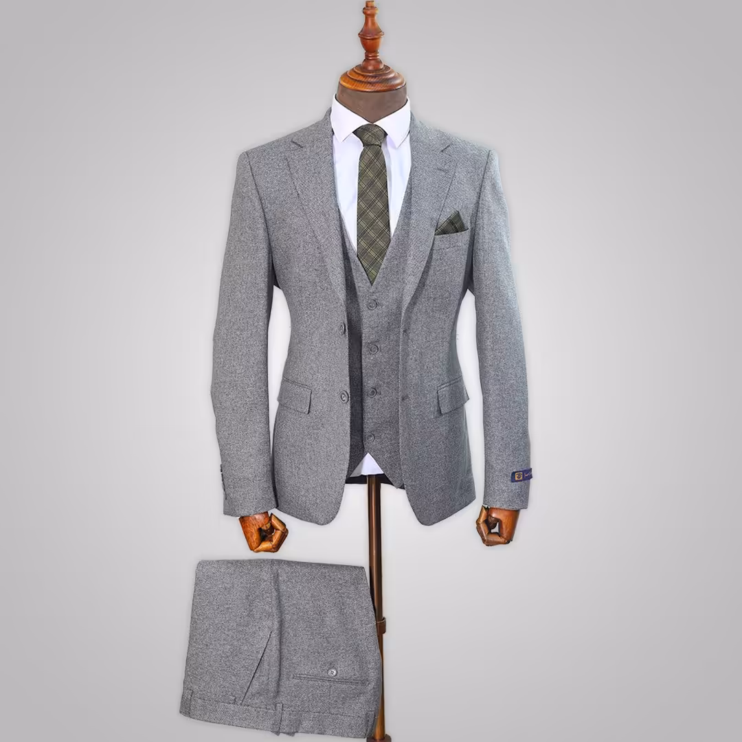 کت و شلوار ژیله دار اسلپ رنگ سبز کد 1417