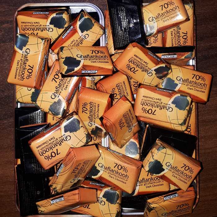 شکلات کاکائویی تلخ 70 درصد ناپولیتن قافلانکوه (100 گرمی، 16 عددی)