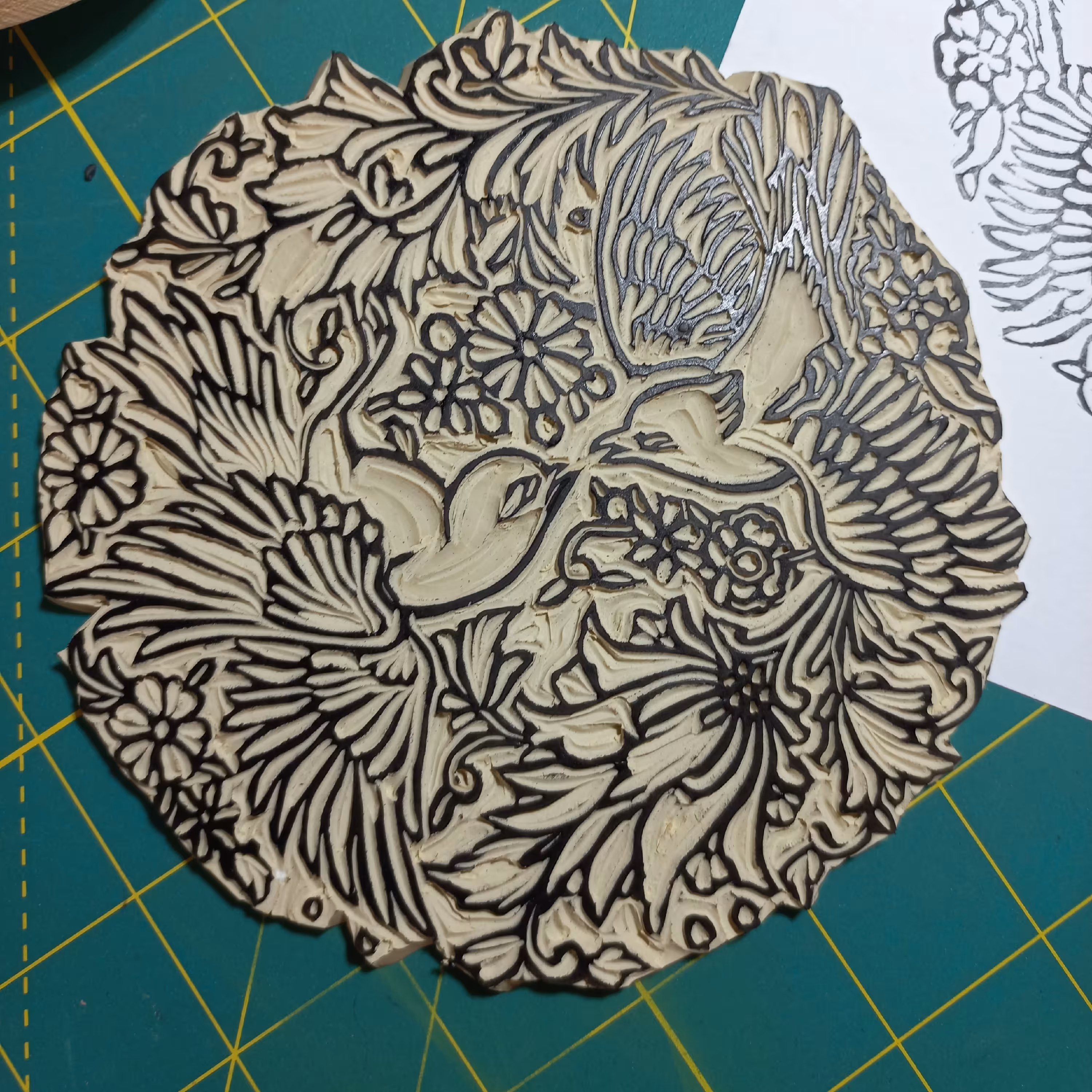 مهر دستساز سایز بزرگ طرح پرنده