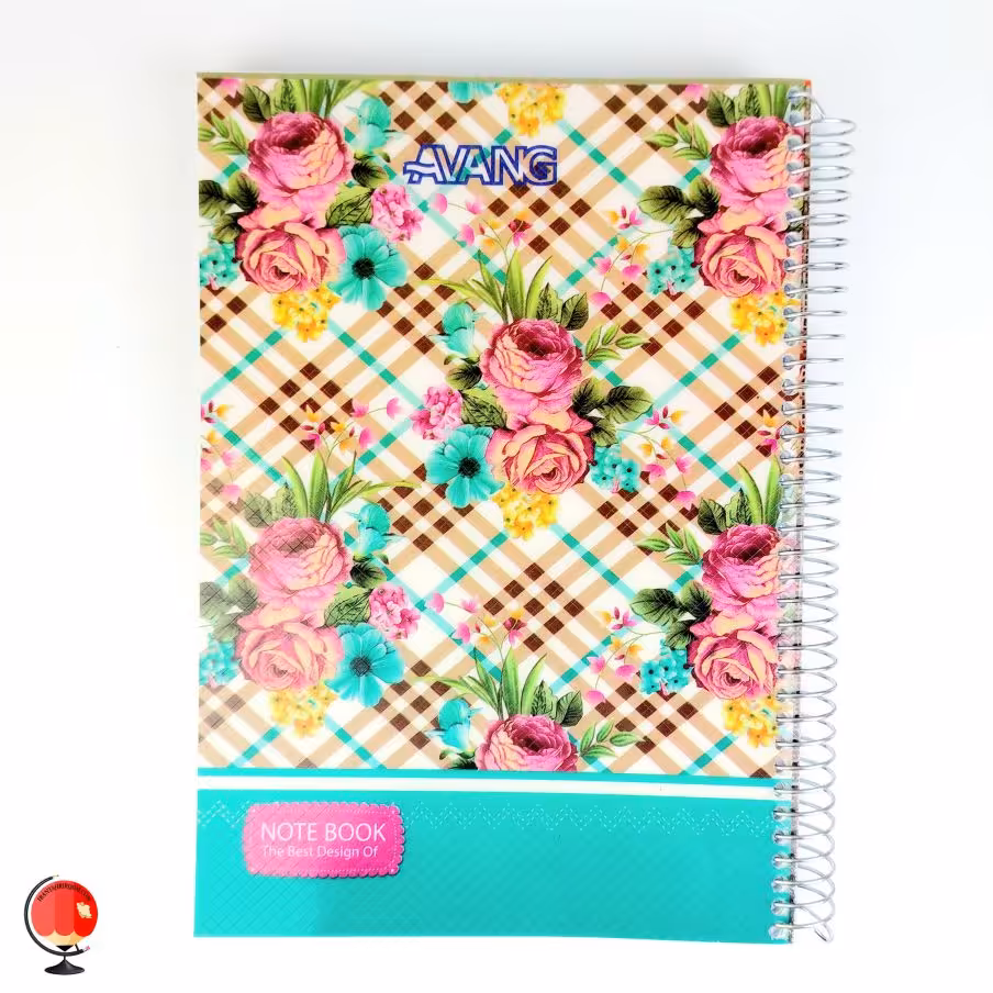 دفتر زبان سیمی 4 خط 50 برگ طرح گل آونگ