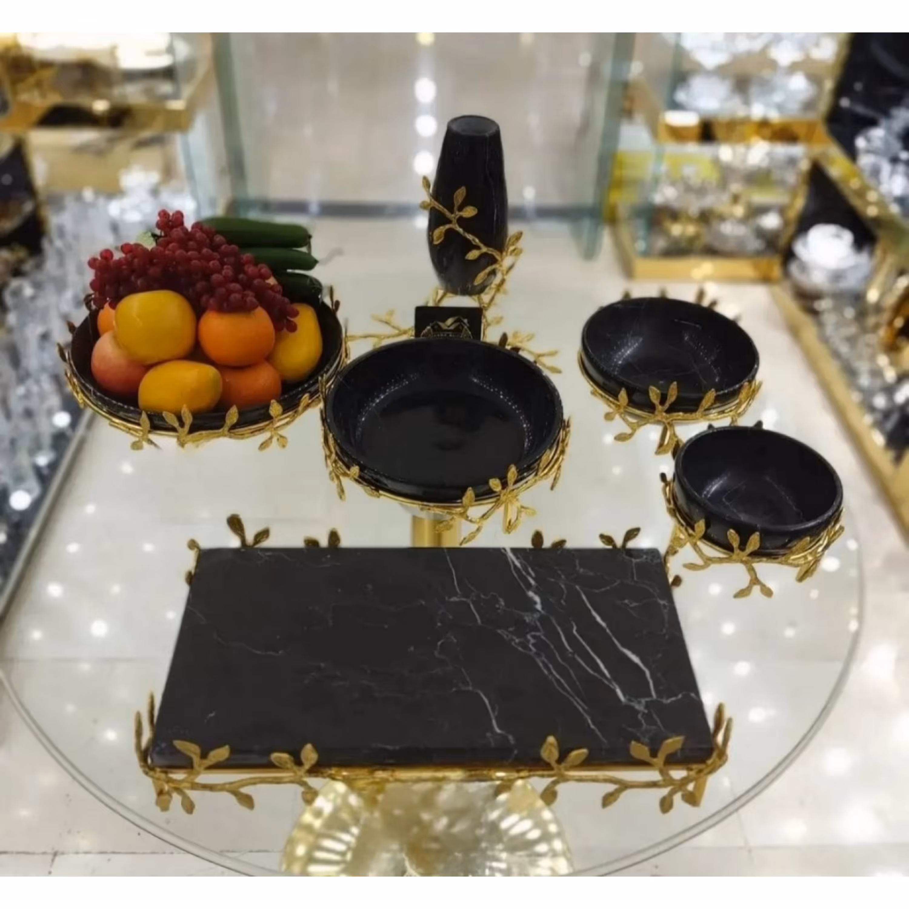 ست کامل پذیرایی پایه برگی زرنجی