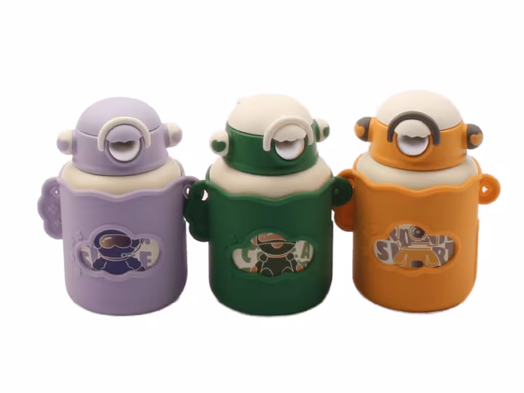 قمقمه استیل نی دار کودک طرح فضانورد 550 میلی لیتر