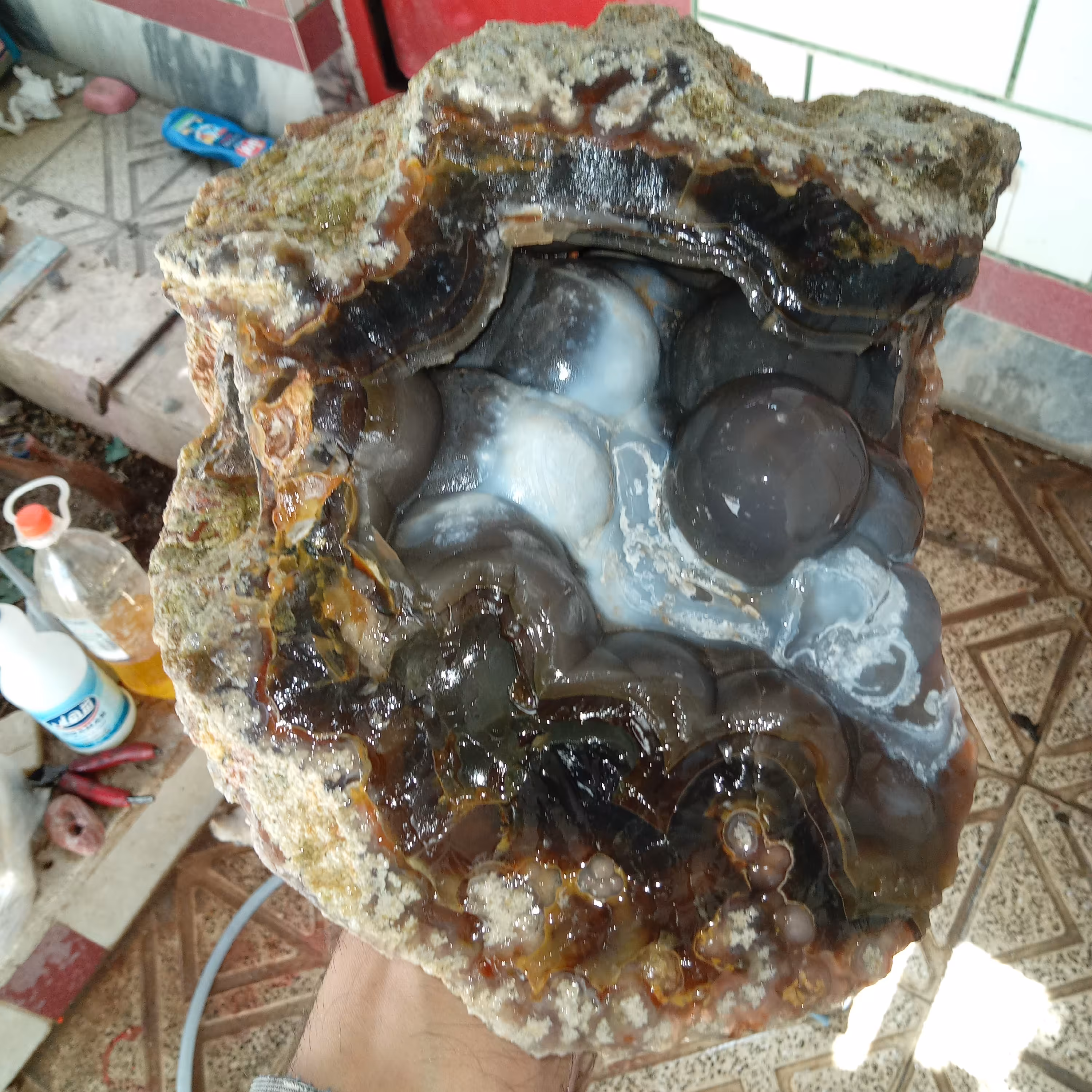 سنگ عقیق سه پوست باباقوری کمیاب 