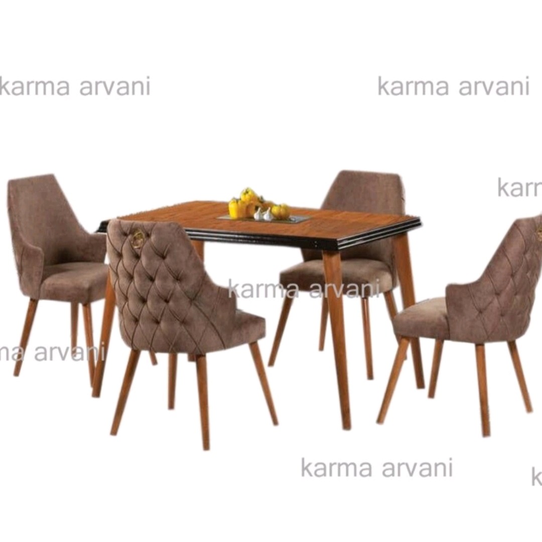 میزناهارخوری6نفره چوبی مدل سون رنگ شتری برند کارما ارسال رایگان