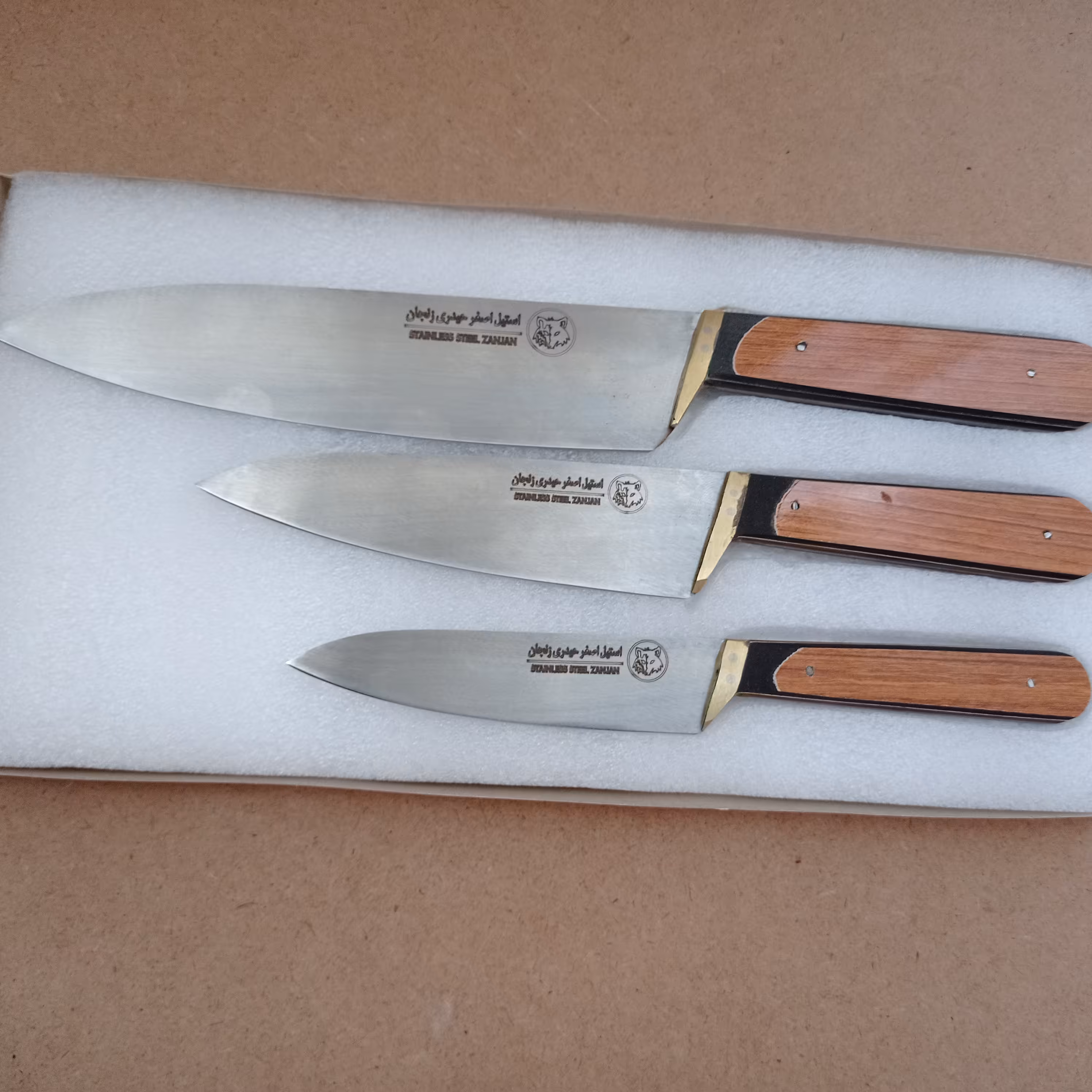 ست 3 تایی 3 سایز چاقوی آشپزخانه حیدری دسته کائوچو.