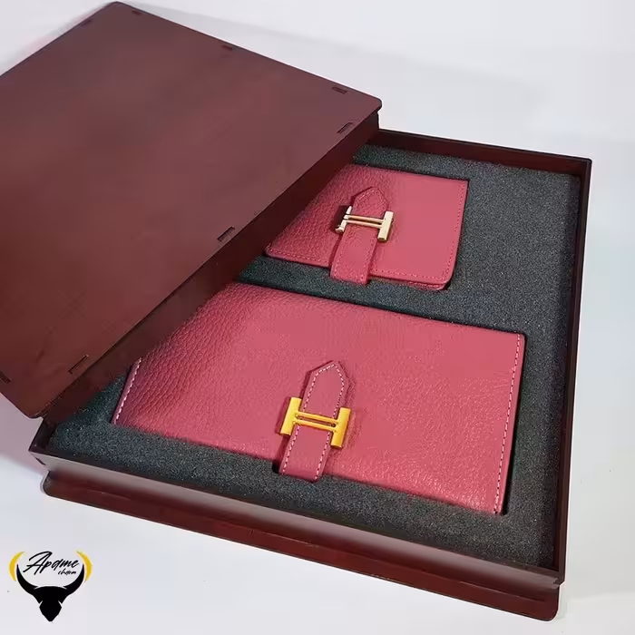 ست کیف پول و جاکارتی چرم طبیعی کد 153