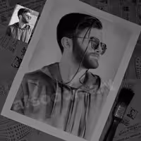 طراحی چهره سیاه قلم ابعاد 30 در 40 سانت