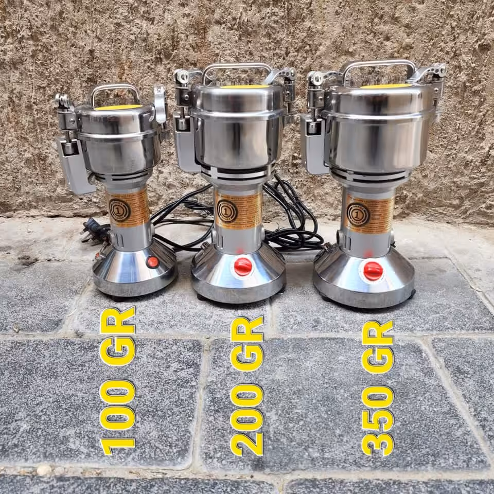 آسیاب صنعتی امگا کره ای اصل درب کلپسی ظرفیت 350 گرمی