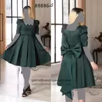 پیراهن مهمانی زنانه ساتن مدل پیراهن تونیک کوتاه دخترونه پشت پاپیونی مجلسی وانیا 88889