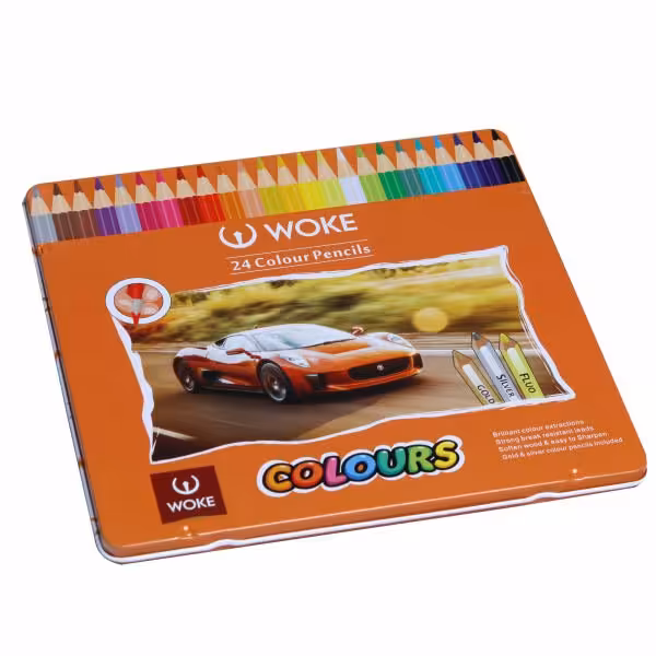 مداد رنگی 24 رنگ جعبه فلزی ووک woke