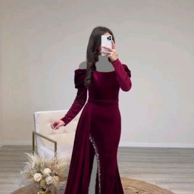 پیراهن شب زنانه مخمل مدل ماکسی مجلسی مخمل و نگین