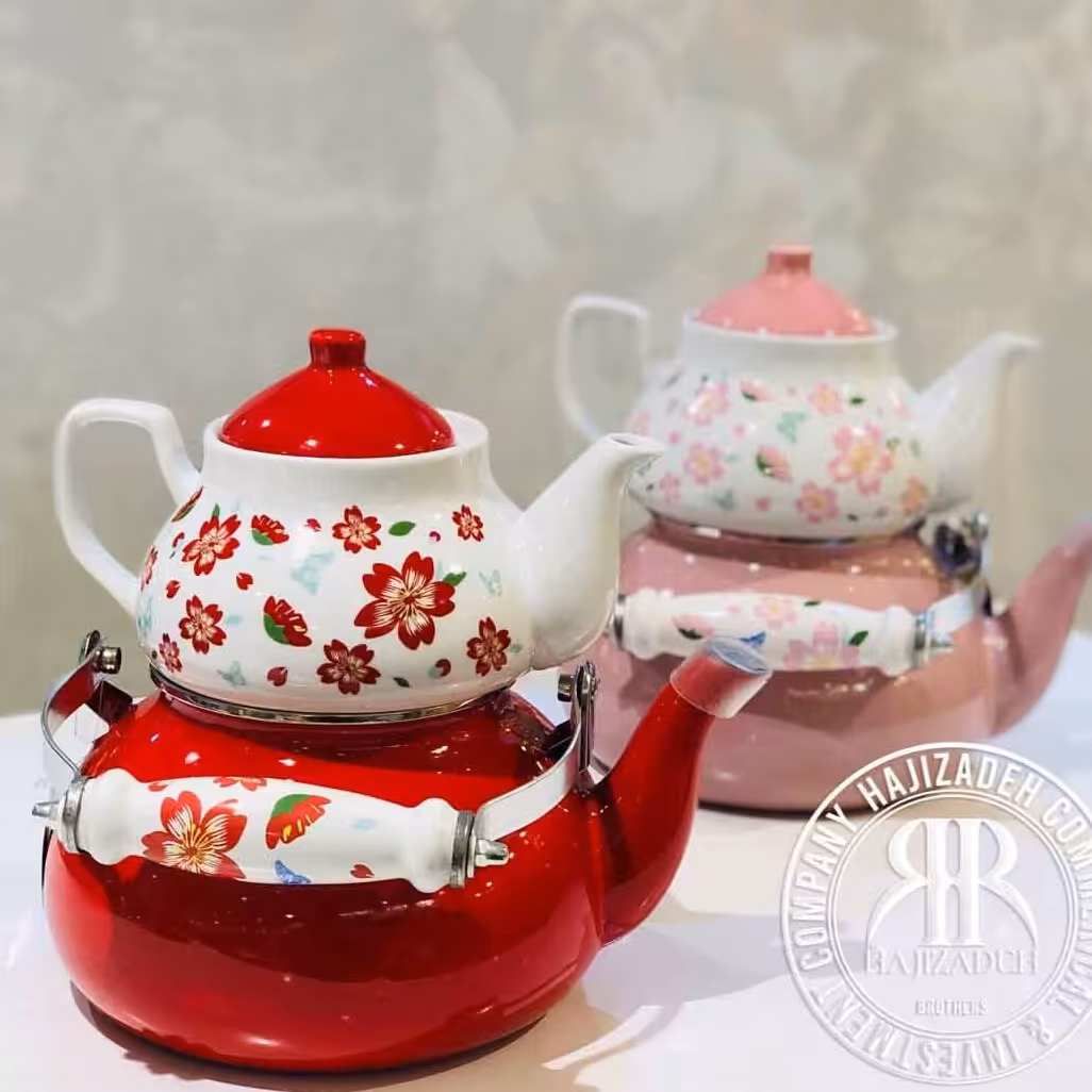 کتری لعابی گلدار خارجی 