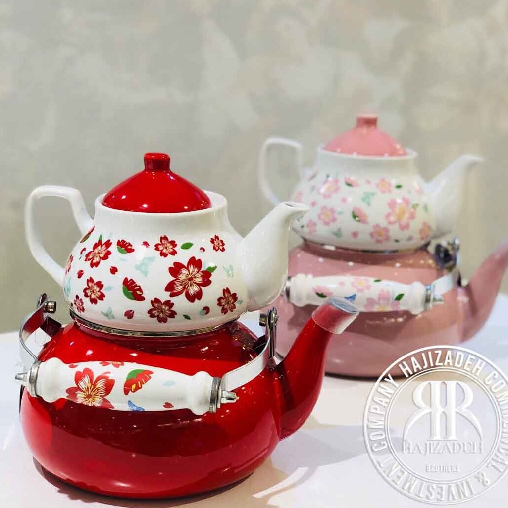 کتری لعابی گلدار خارجی 