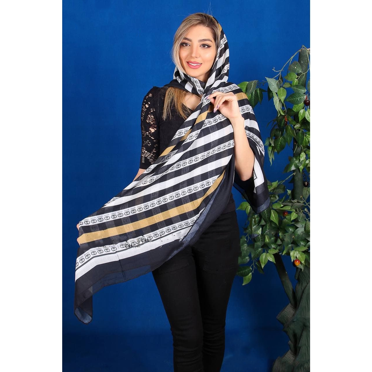شال زنانه نخی مدل راه راه