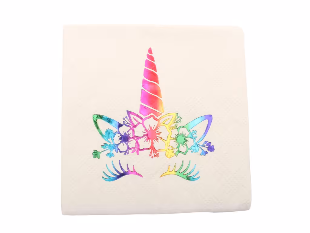 دستمال کاغذی طلاکوب هفت رنگ اسب تک شاخ