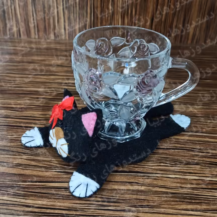 زیر لیوانی نمدی طرح گربه (پک دوتایی)