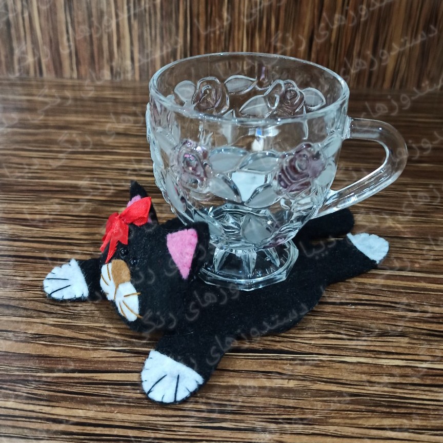 زیر لیوانی نمدی طرح گربه (پک دوتایی)