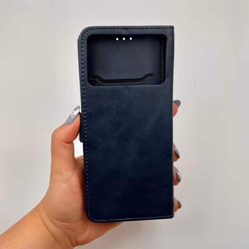 کیف گوشی Poco X4 Pro 5G شیائومی چرمی مدل جاکارتی مگنت دار لوکس سرمه ای کد 12531