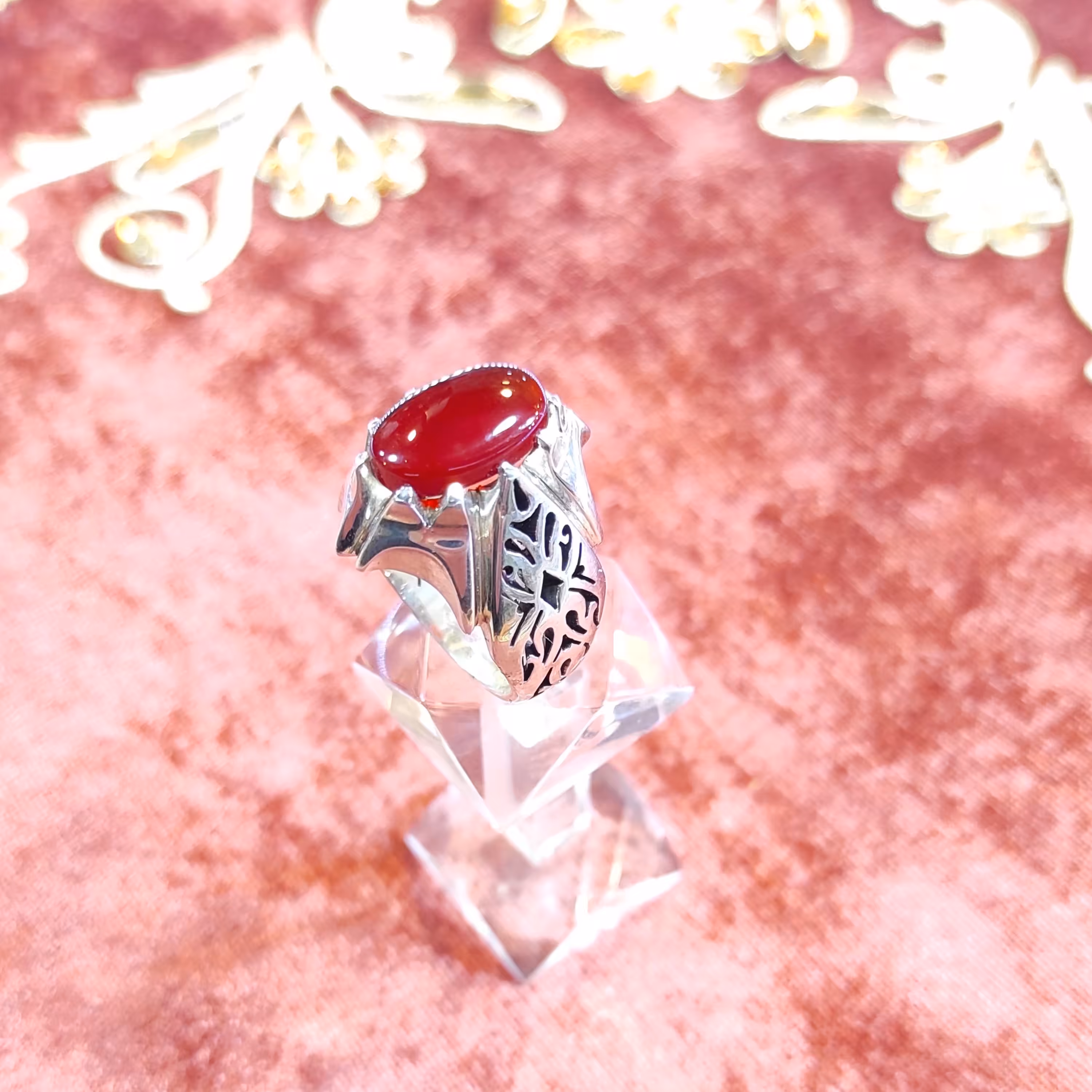 انگشتر نقره مردانه عقیق یمنی ناب رکاب شبکه دست ساز