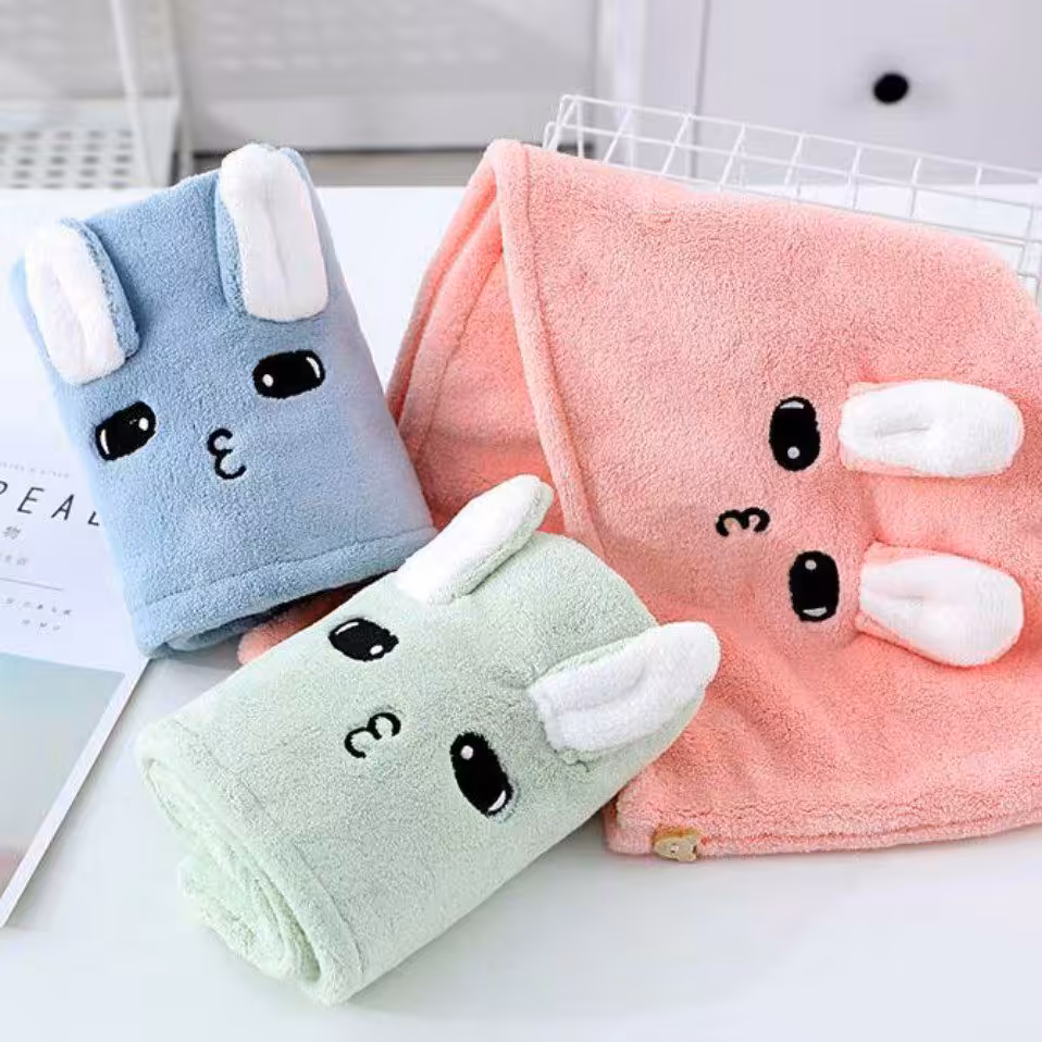 حوله سر فانتزی دکمه دار(راحت موهاتو خشک کن باهاش)خیلی کاربردی