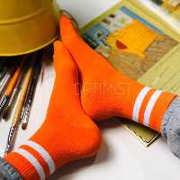 جوراب ساقدار 2خط نارنجی جیغ اسپرت فری سایز