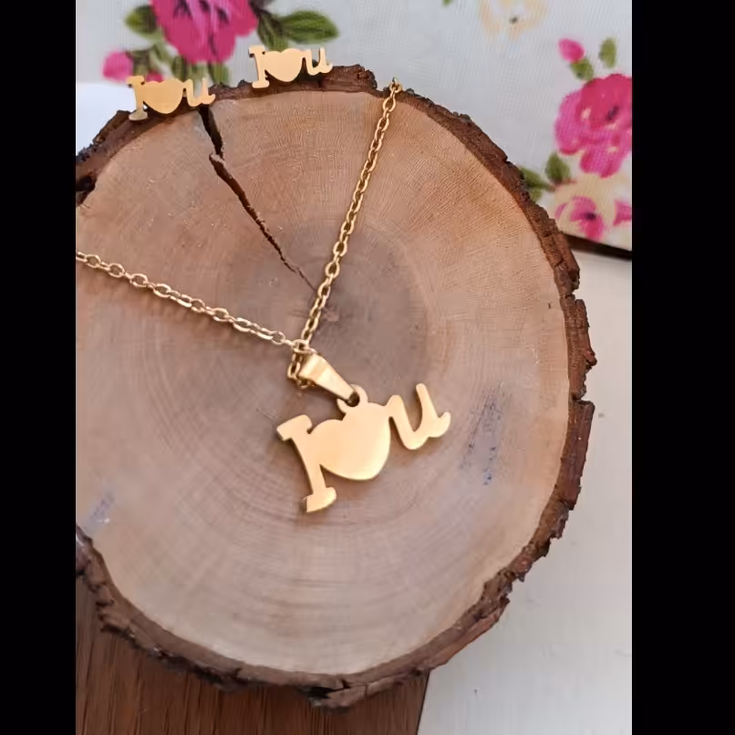 نیم ست طلایی رنگ ثابت طرح قلب (کد64)