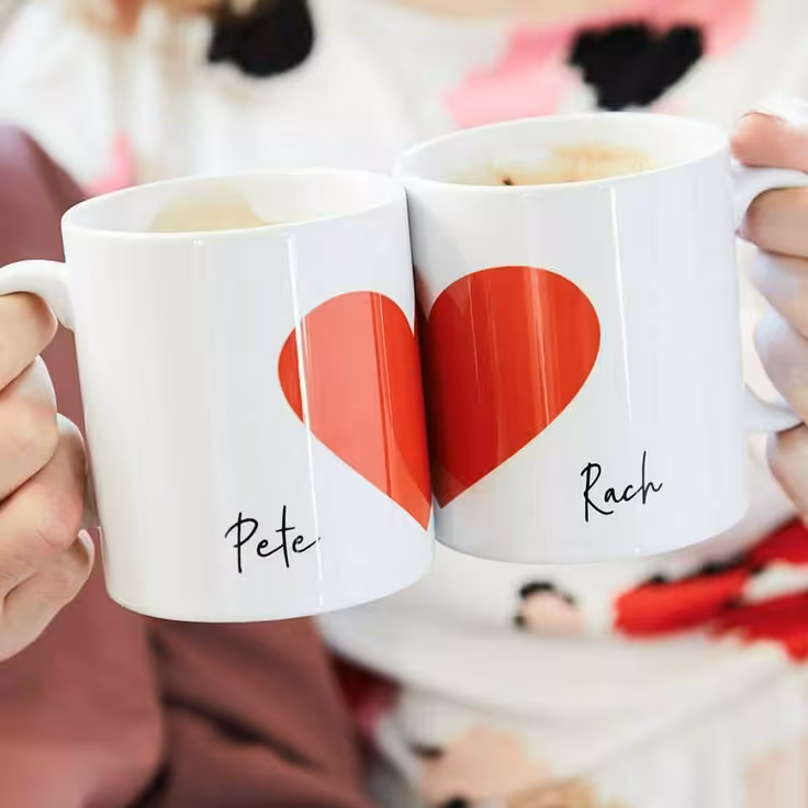 ماگ سرامیکی طرح عاشقانه مجموعه 2 عددی با اسم دلخواه کد09