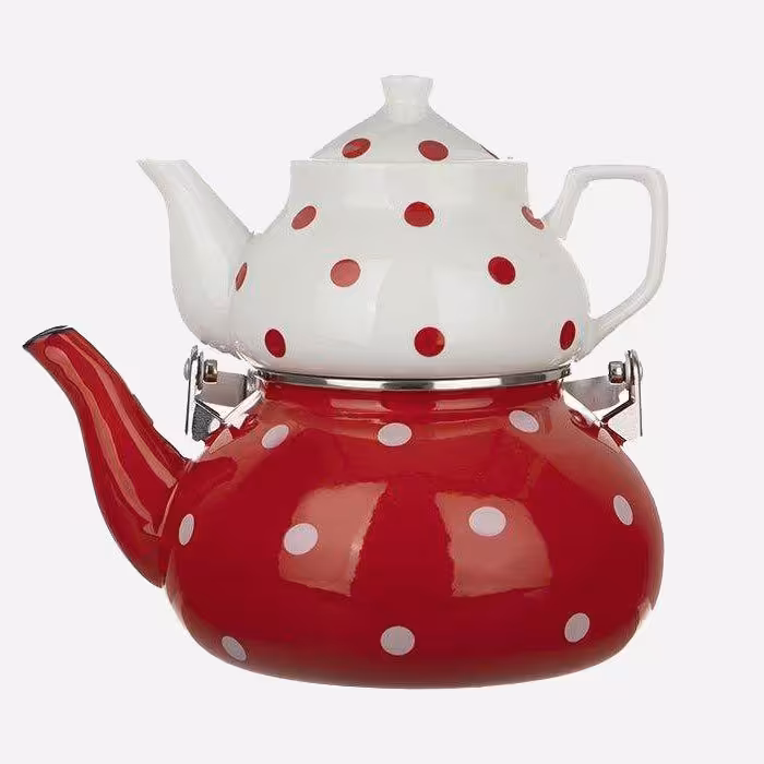 کتری و قوری لعابی توپی طرح ترک هوم کینگ HOME KING