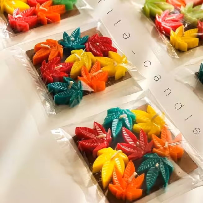 پک 10 عددی شمع برگ رو ابی مناسب دیزاین پاییزی