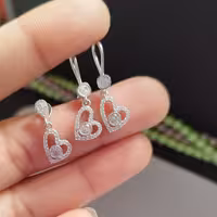 نیم ست نقره عیار925با روکش طلا و طرح همیشه خاص قلب