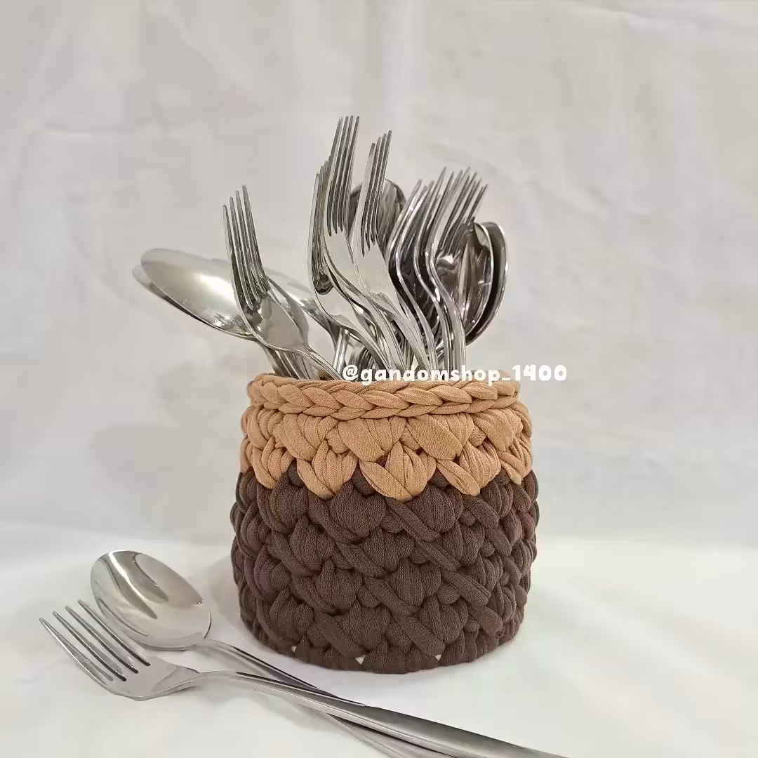 سبد نظم دهنده جای قاشق چنگال در جنس تریکو با قطر 12 سانتی متر