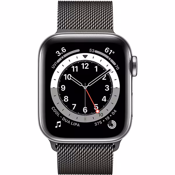 سری 6 استیل مردانه 44 میلیمتری قاب استیل نقره ای با بند Milanese Loop گرافیت - Hiapple.ir